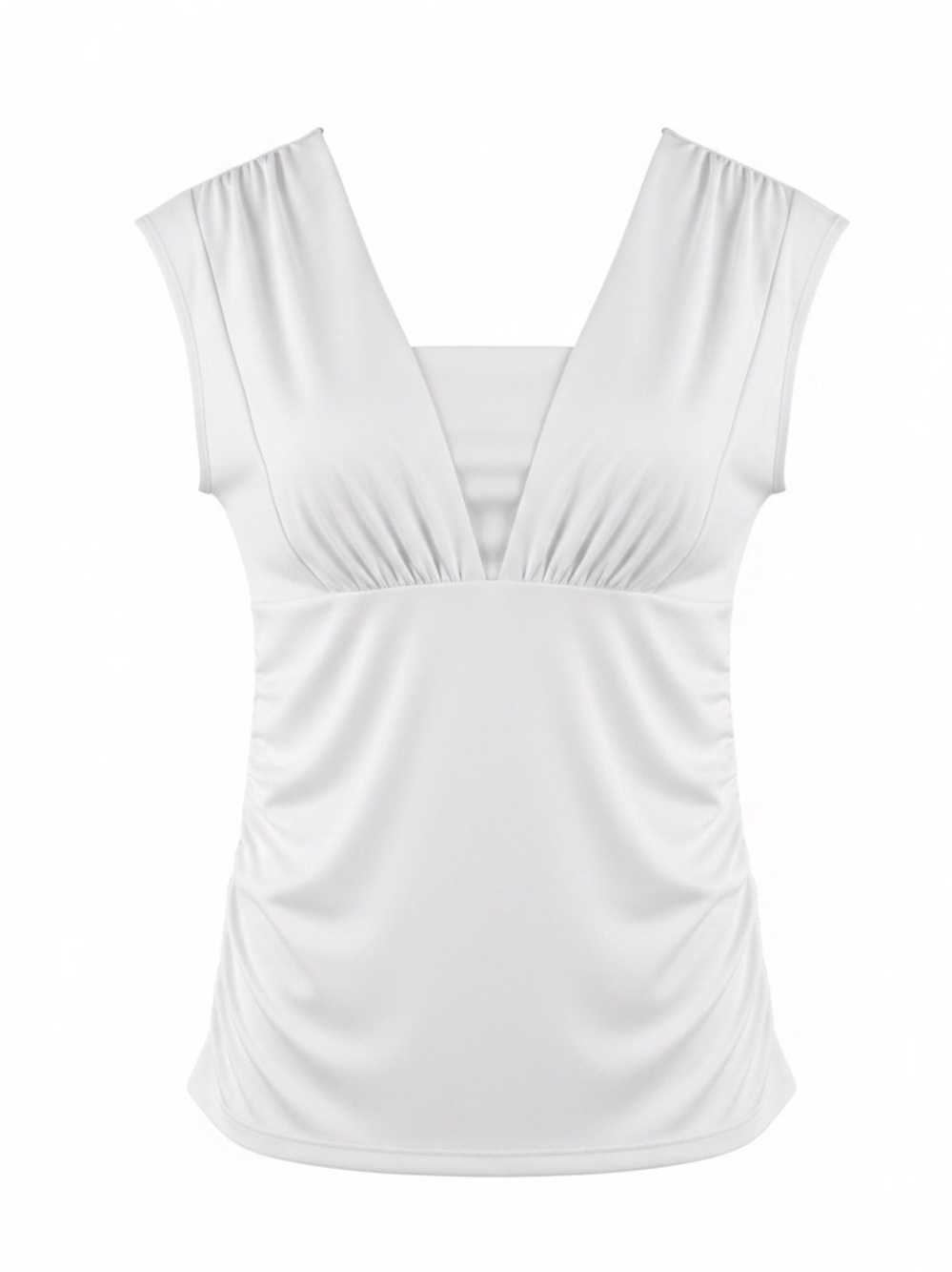 Tail womens White V-Neck Cap Sleeve Top golf shirt size L